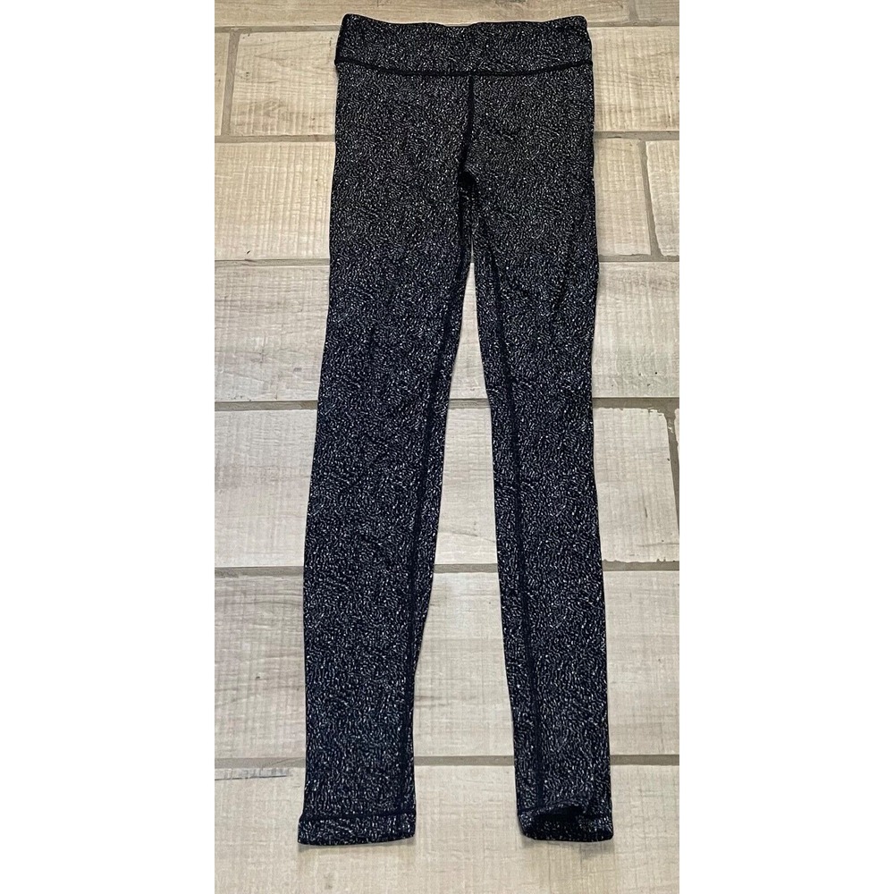 Athleta‎ Girl High Rise Printed Chit Chat Tight Girls Leggings XL 14 Black White